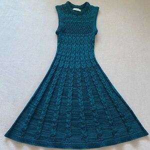 Amanda Uprichard teal cable knit dress.